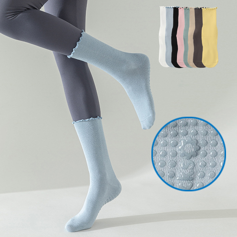 Pilates Yoga Zumba - Chaussettes antidérapantes en coton pour femmes,