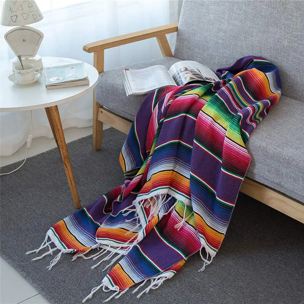 Pilates Yoga Towel - Couverture à pampilles mexicaines, plusieurs couleurs