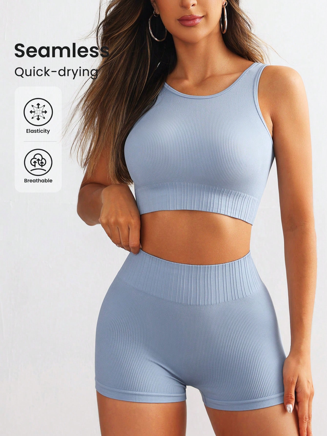 Pilates Yoga Gear - Ensemble de yoga côtelé sans couture